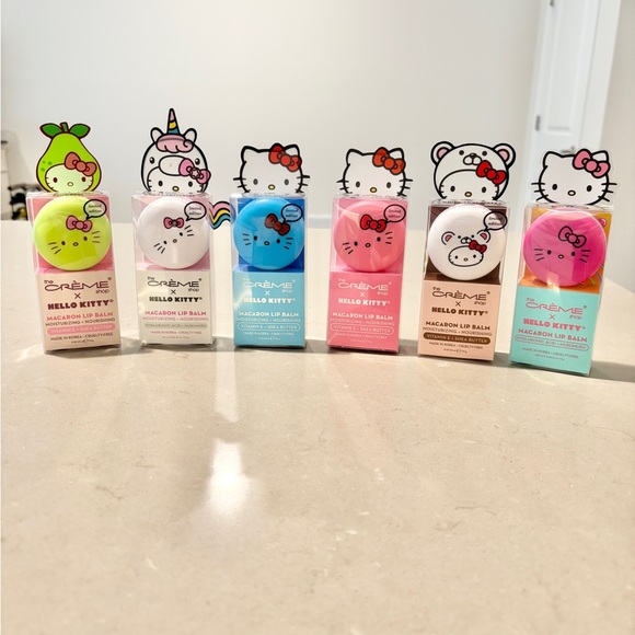 Hello Kitty Other - Hello Kitty Macaron Lip Balm 6pc Bundle The Crème Shop NEW K-Beauty Set
